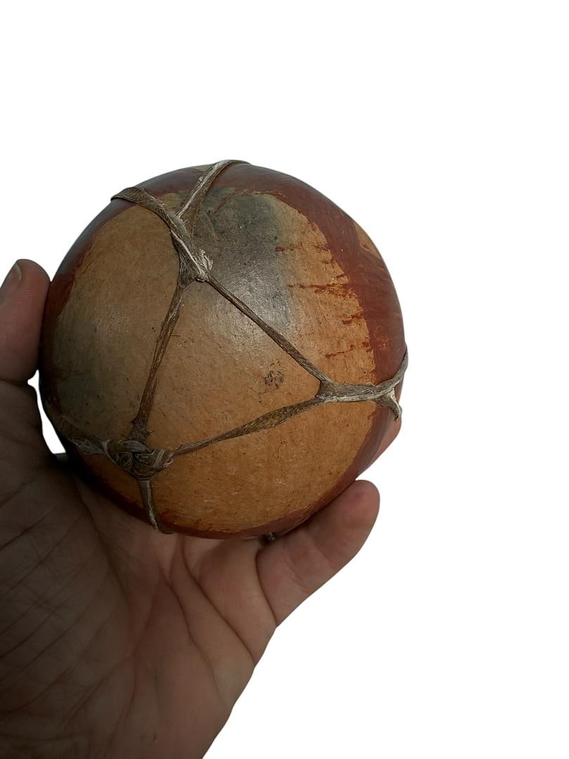 Antique Native American Tarahumara Olla Pottery Sinew Hide Laced Straps - 4