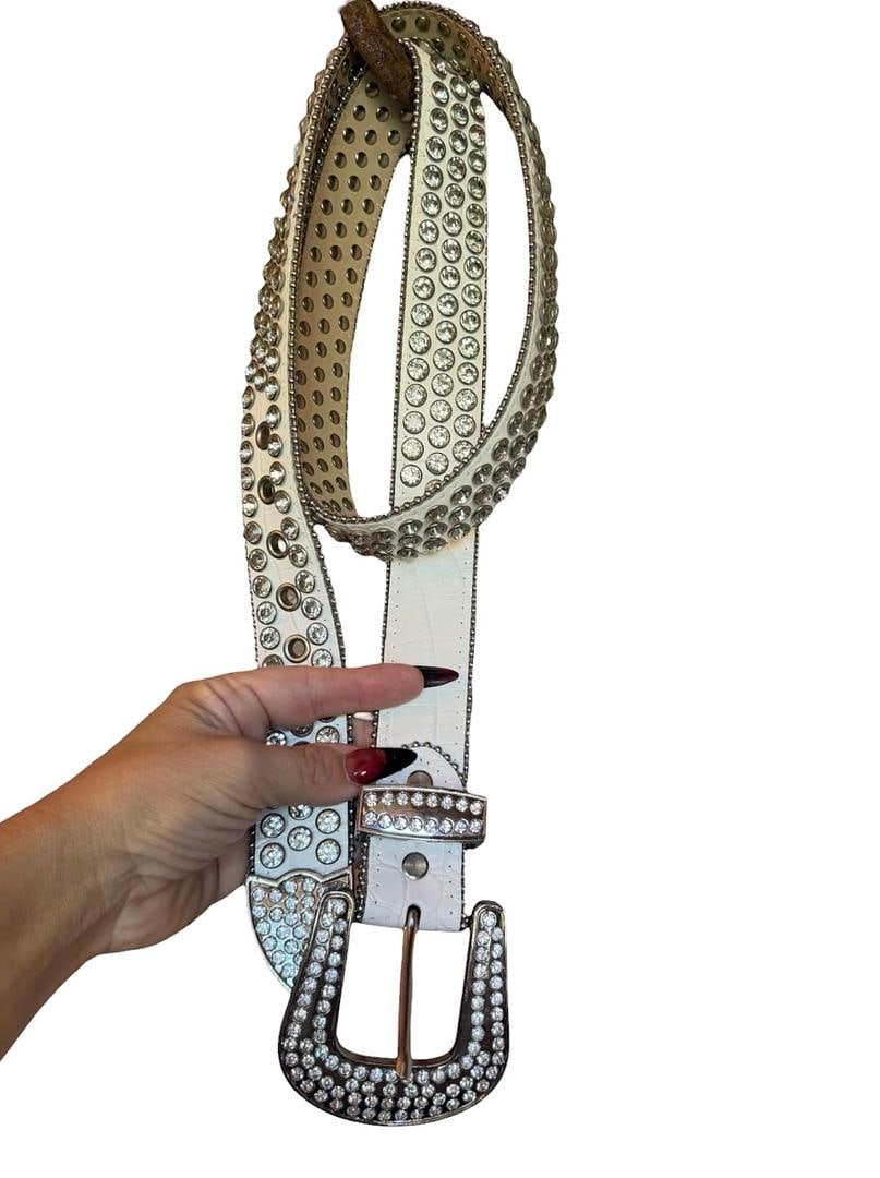 Women's DNA Premium Ice Crown Rhinestone Belt White NEW XL Western Wear (1 of 8)