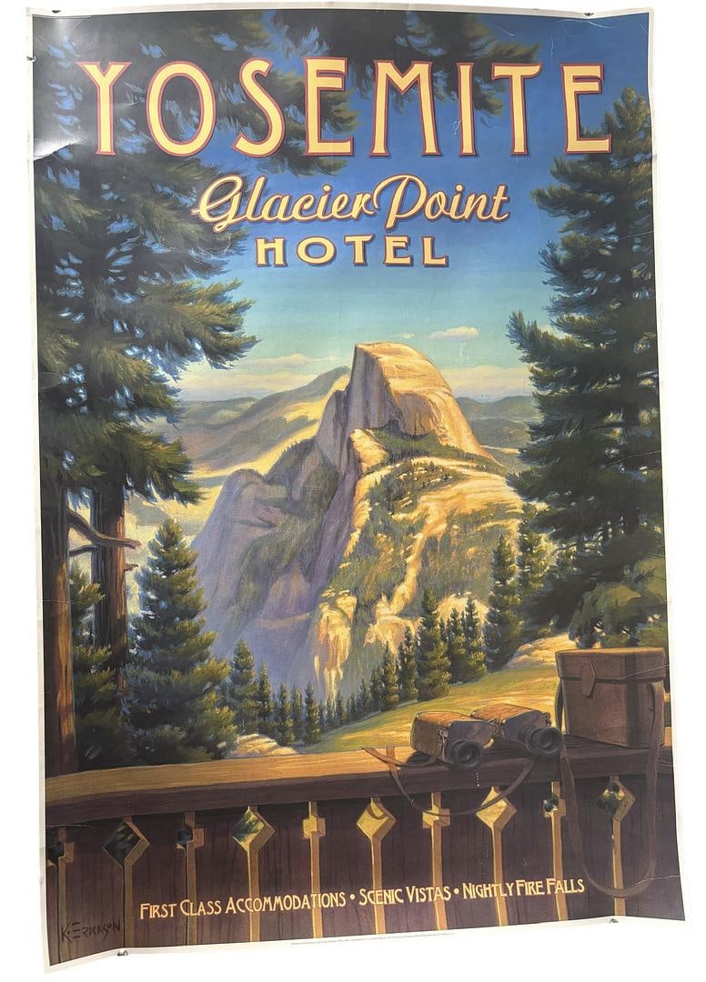 Yosemite Glacier Point Hotel Lithograph Vintage Travel Poster b kerne Erickson Matte Paper Greg (1 of 8)