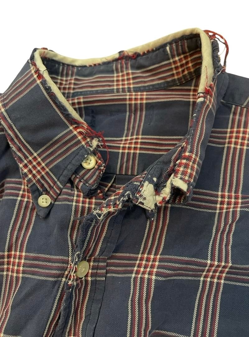 1980s Vintage Thrashed Distressed Farm Flannel Western Wear Size Large - 4