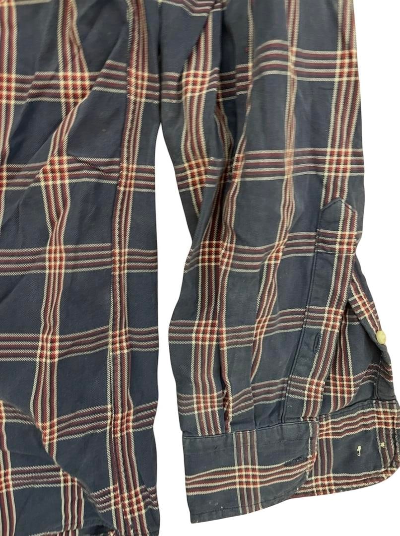 1980s Vintage Thrashed Distressed Farm Flannel Western Wear Size Large - 5