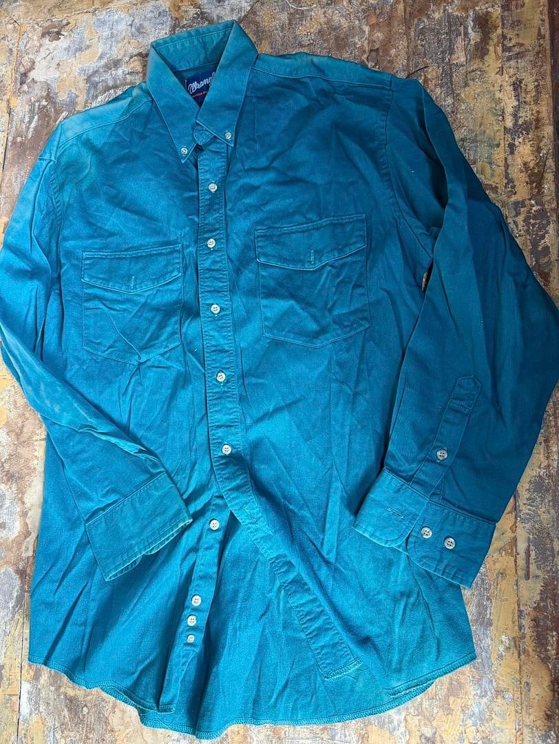Mens Vintage 1990s Teal Wrangler Button Up Western Rodeo Shirt Mens Size Large 1990s (1 of 5)