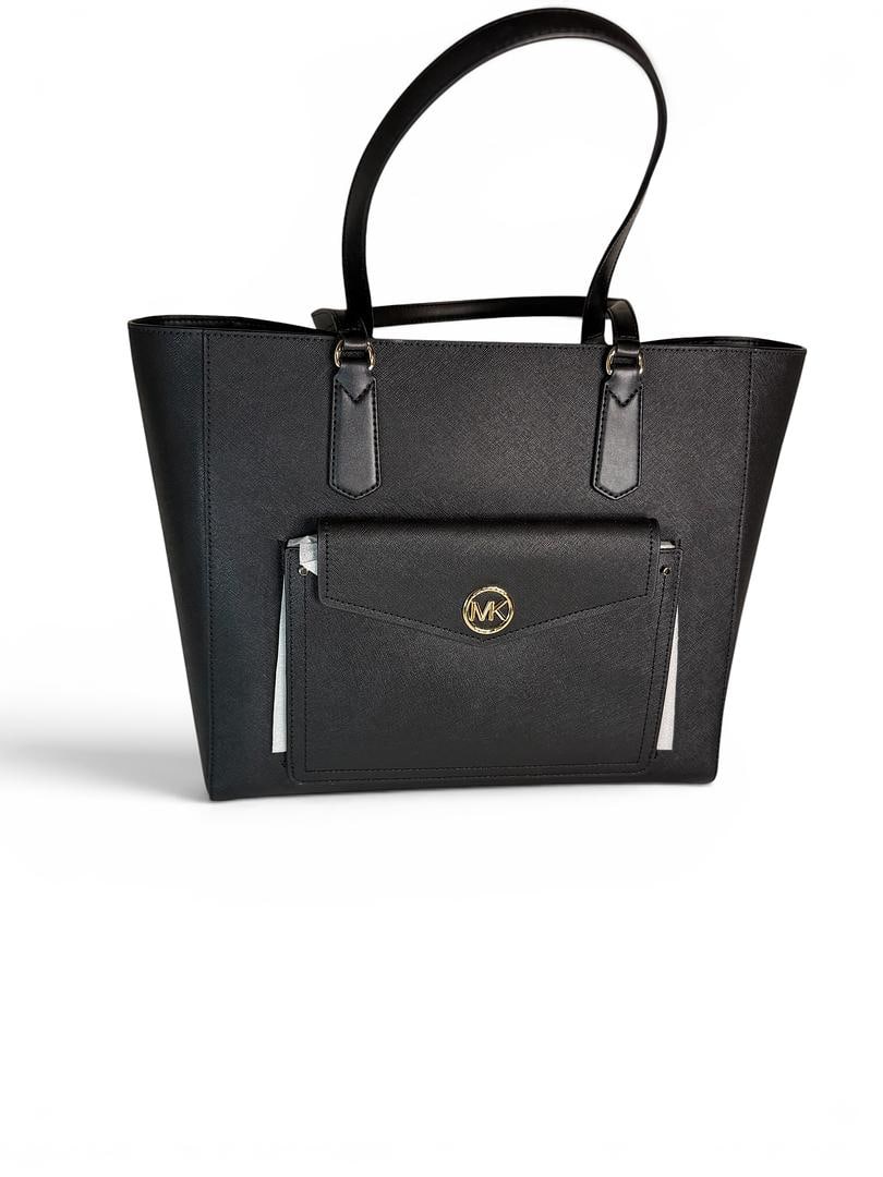 Michael Kors JOEY Black Leather Large Pocket Tote Shoulder Bag Brand New with Tags 358 USD: LOT 15 Michael Kors; JOEY Black Leather Large Pocket Tote MSRP $358.00 NWOT SKU 196237153906; Shoulder Bag