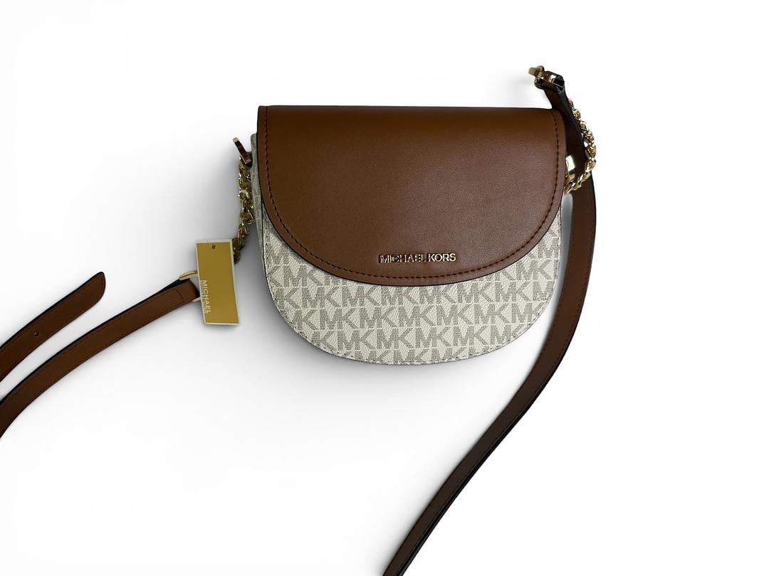 Michael Kors JET SET Vanilla Luggage Small Half Dome Crossbody Mini MK Logo PVC Brand New with Tags: LOT 19 Michael Kors; JET SET Vanilla Luggage Small Half Dome Crossbody Mini MK Logo PVC MSRP $198.00 NWOT SKU 196237617989