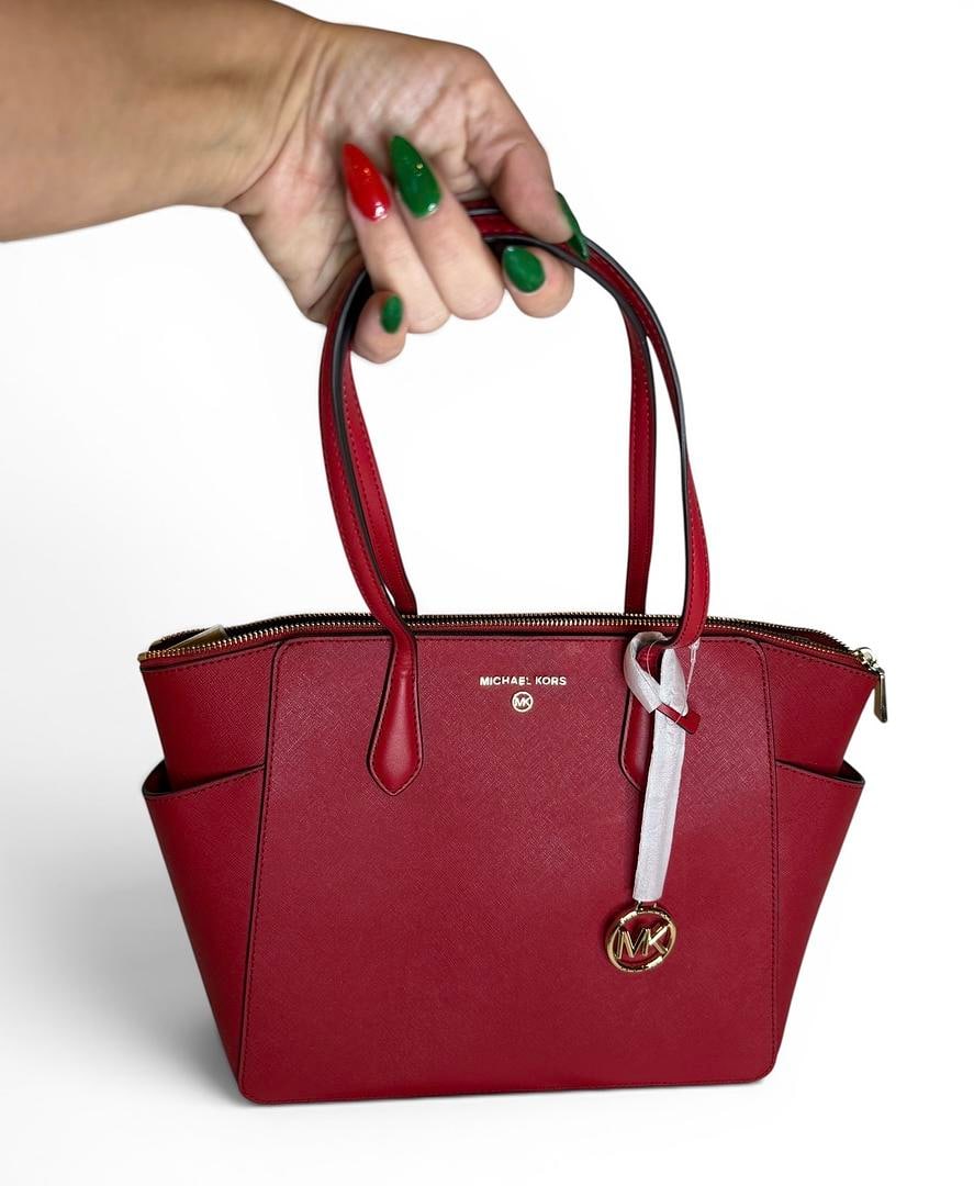 Michael Kors MARILYN Crimson Medium Top Zip Tote Leather Brand New with Tags 228 USD: LOT 32 Michael Kors; MARILYN Crimson Medium Top-Zip Tote Leather NWOT MSRP $228.00 SKU 196163322322