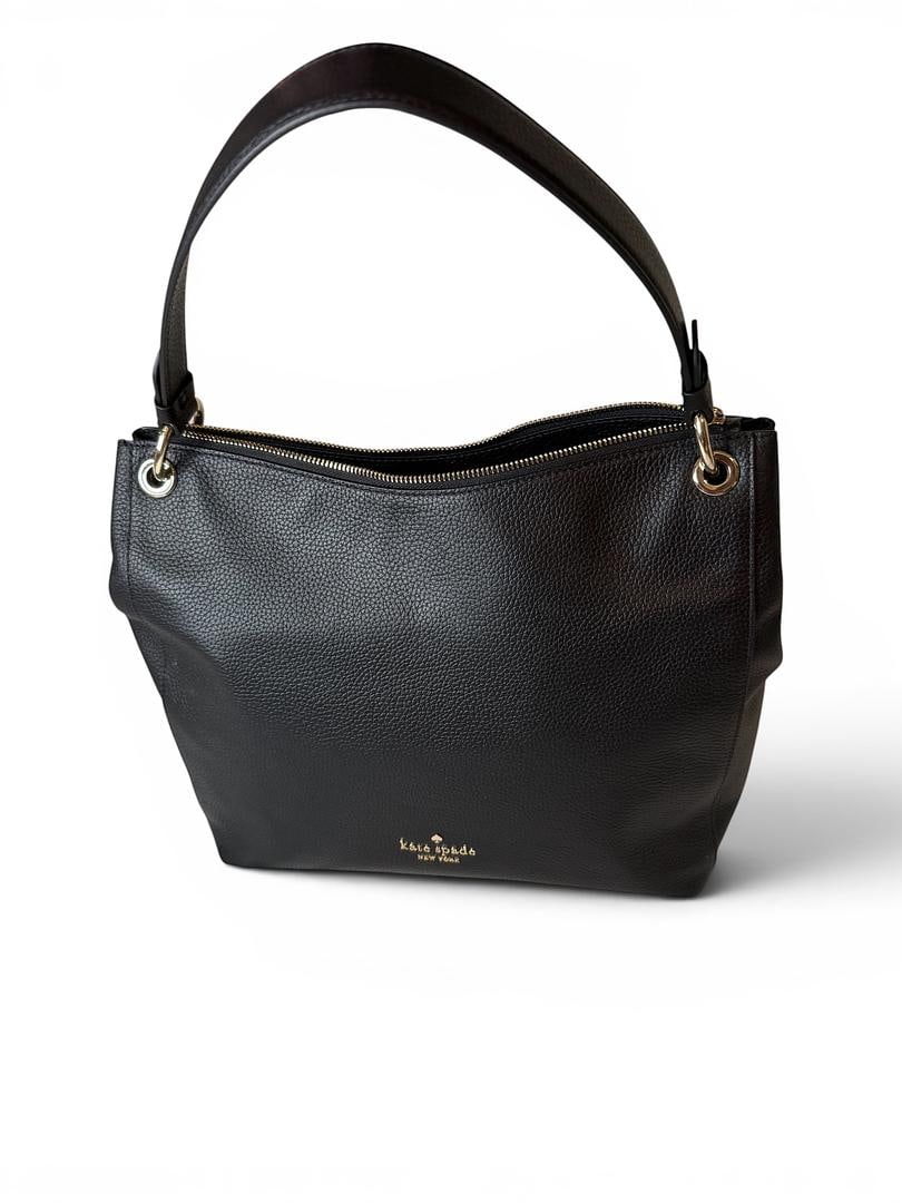 Kate Spade Womens Black Pebbled Leather Shoulder Bag Kat Care Card Included Brand New with Tags 429: LOT 80 Kate Spade; Style# WKR00311 Women’s Black Pebbled Leather Shoulder Bag Kat (001) 001 NWOT MSRP $429 UPC 767883054154; Included: Care Card