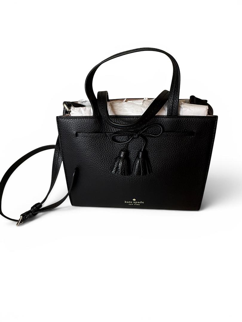 Kate Spade Womens Black Pebbled Leather Small Satchel HAYES HandBag Shoulder Strap and Care Card: LOT 87 Kate Spade; Style# WKRU6971 Women’s Black Pebbled Leather Small Satchel HAYES HandBag NWOT MSRP $359 UPC 767883700600; Included: Care Card, Shoulder Strap