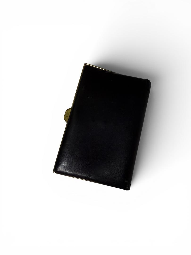 Vintage Nordstrom Black Leather Wallet Bifold Wallet with Brass Locking Clip Previously Owned Very (1 of 4)