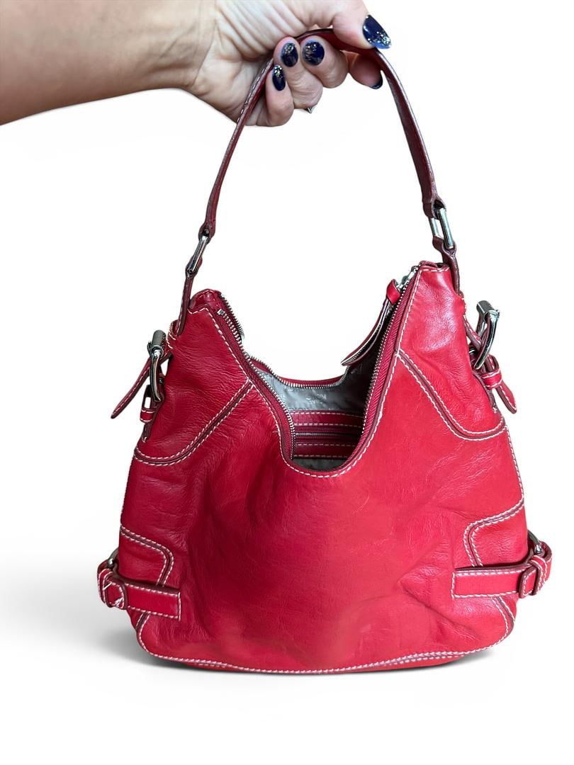 Vintage Red Michael Kors Early 2000s Hobo Buckle Purse Preloved but in fantastic condition with no (1 of 5)