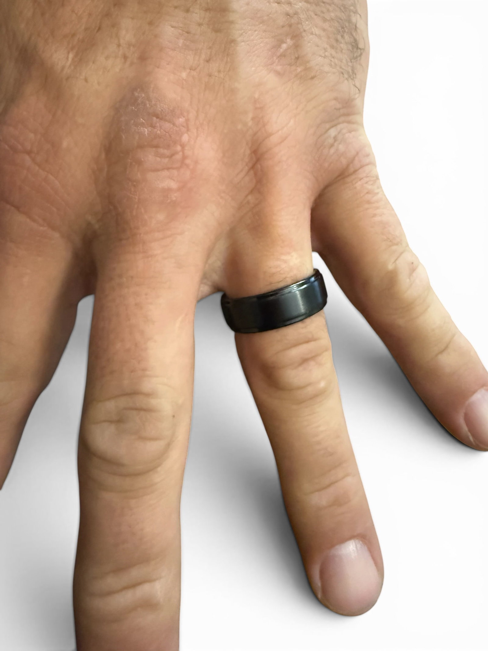 Mens Black Tungsten Carbide 8mm Brushed Finish Polished Edge Scratch Resistant Wedding Ring Size 10 (1 of 4)
