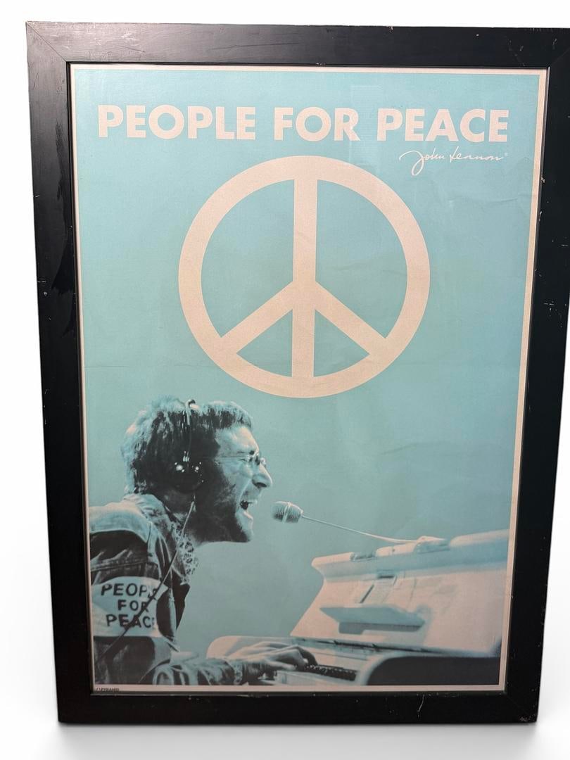 John Lennon People For Peace Vintage Poster Pyramid 2009 reproduction of 1970s Poster very Rare: John Lennon People For Peace Vintage Poster Pyramid 2009 reproduction of 1970s Poster very Rare 40x28 Framed
