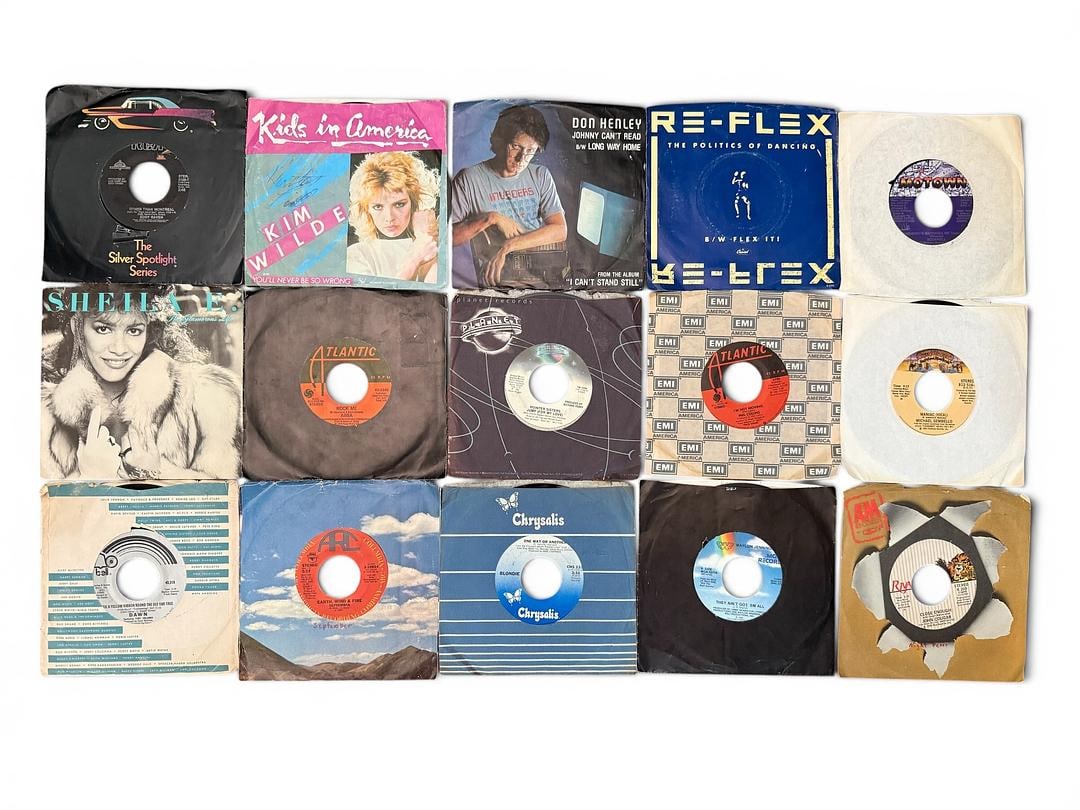 Lot of 15 Rare and High Value 45rpm Vinyl Records Phil Collins Waylon Jennings Pointer Sisters Kim (1 of 5)