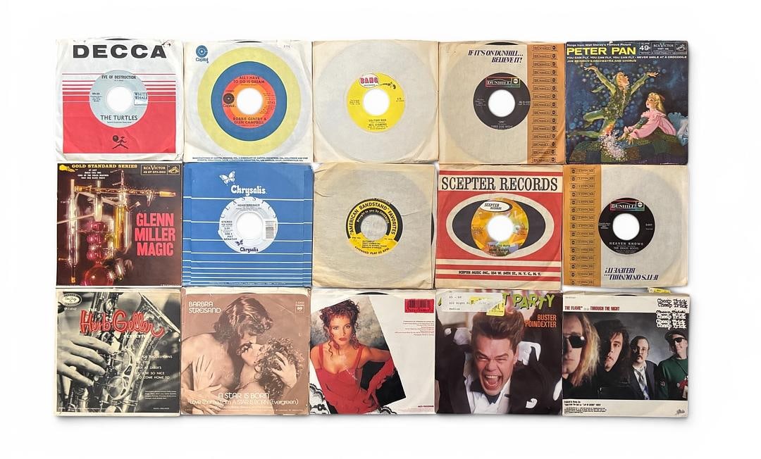 Lot of 15 Rare and High Value 45rpm Vinyl Records Cheap Trick Buster Poindexter Herb Geller The (1 of 5)