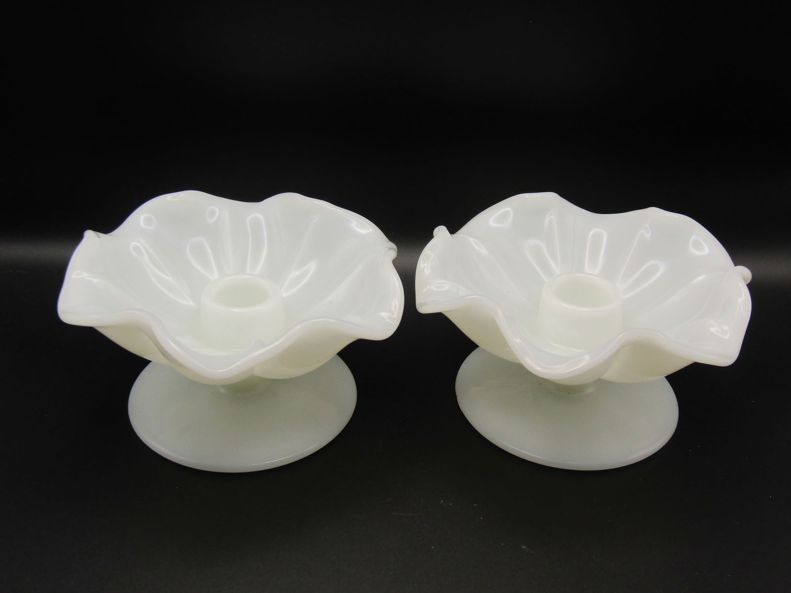 2- Vintage Fenton White Milk Glass Candlestick Holders (1 of 3)