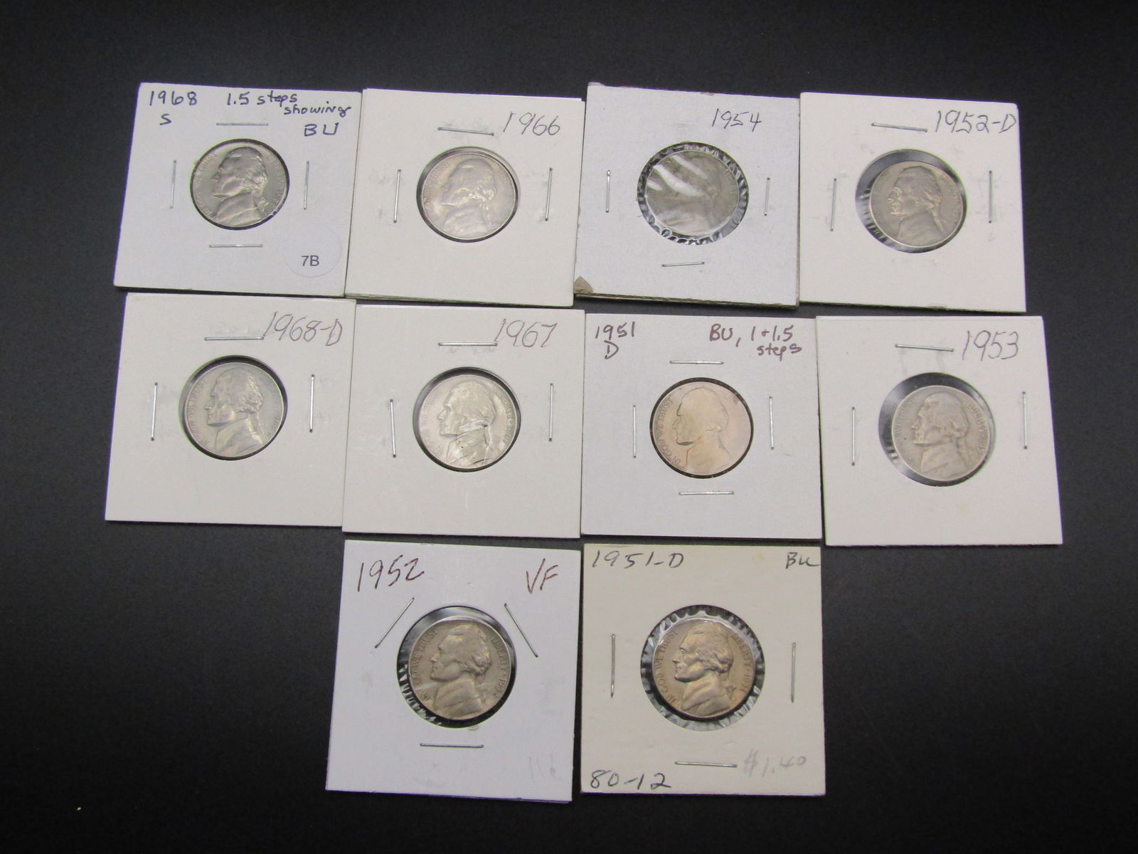10- 1950's and 1960's Jefferson Nickels, Several BU Full Steps (1 of 11)