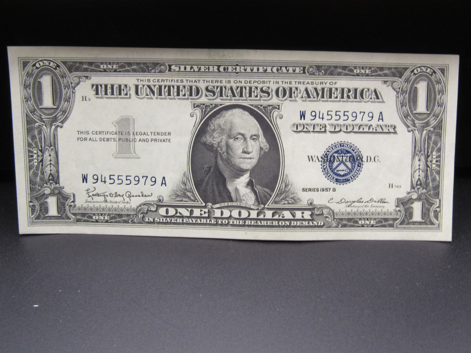 1957-B Blue Seal $1 Silver Certificate. GEM CRISP UNC (1 of 3)