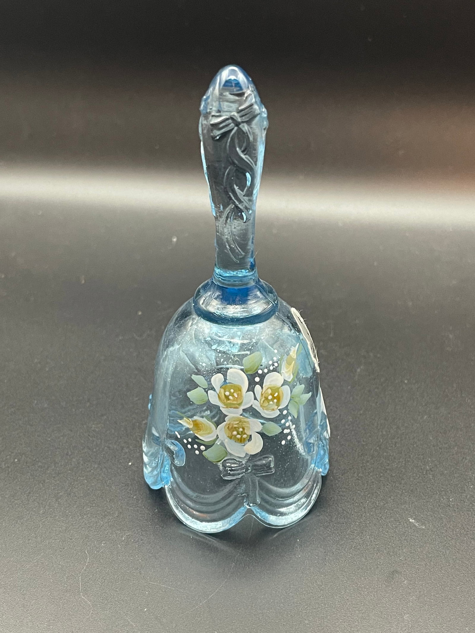 Vintage Fenton Hand Painted and Signed Aqua Blue Glass Bell; with Flowers 4.5': Vintage Fenton Hand Painted and Signed Aqua Blue Glass Bell; with Flowers 4.5" Condition Yes, we will ship this item, we provide in house shipping to save our customers money. S&H fees and insurance w