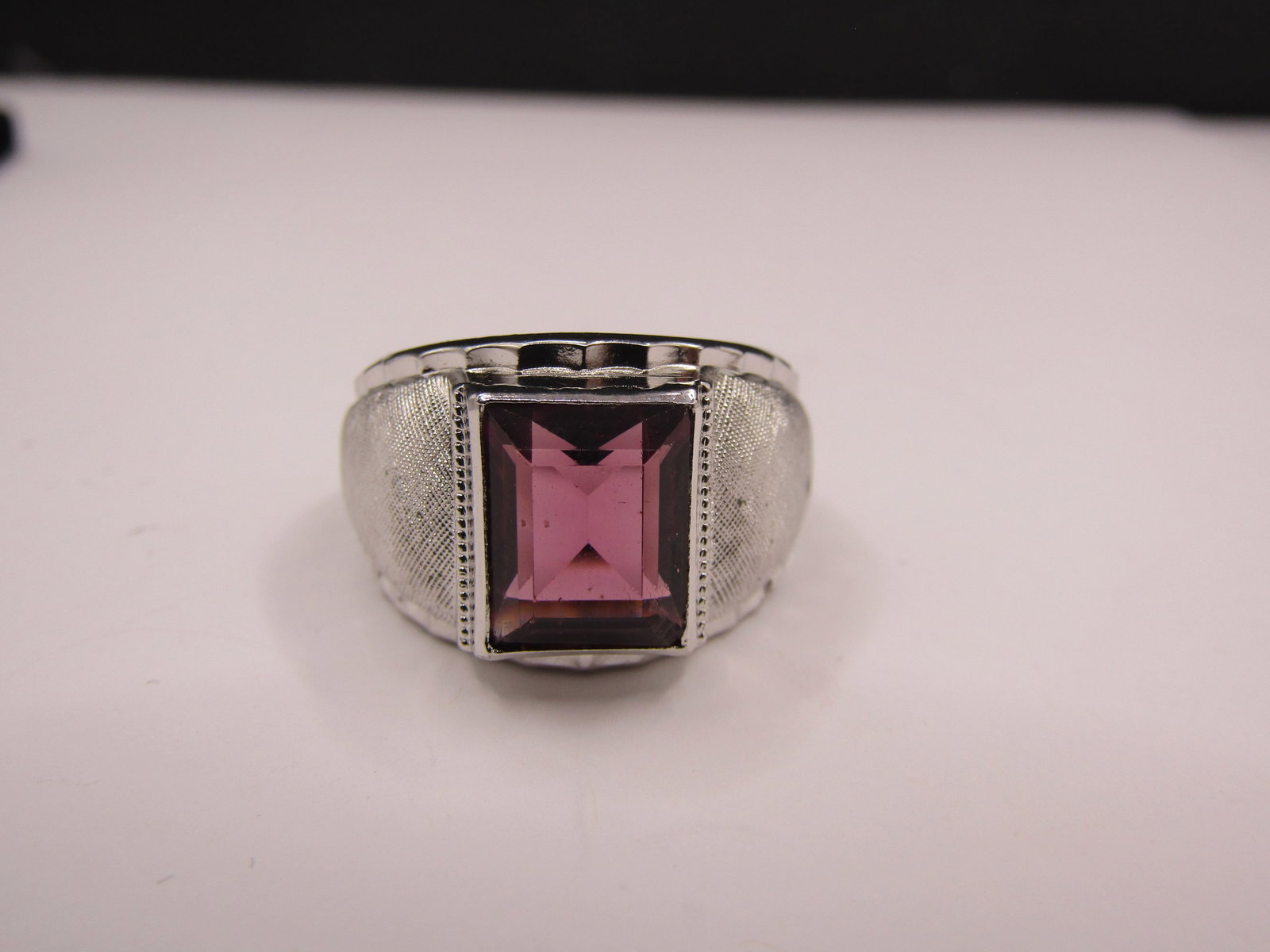 Sterling Silver Size 9.5 Joseph Esposito Purple Glass Art Deco Ring: Sterling Silver Size 9.5 Joseph Esposito Purple Glass Art Deco Ring Condition Yes, we will ship this item, we provide in house shipping to save our customers money. S&H fees and insurance will be adde