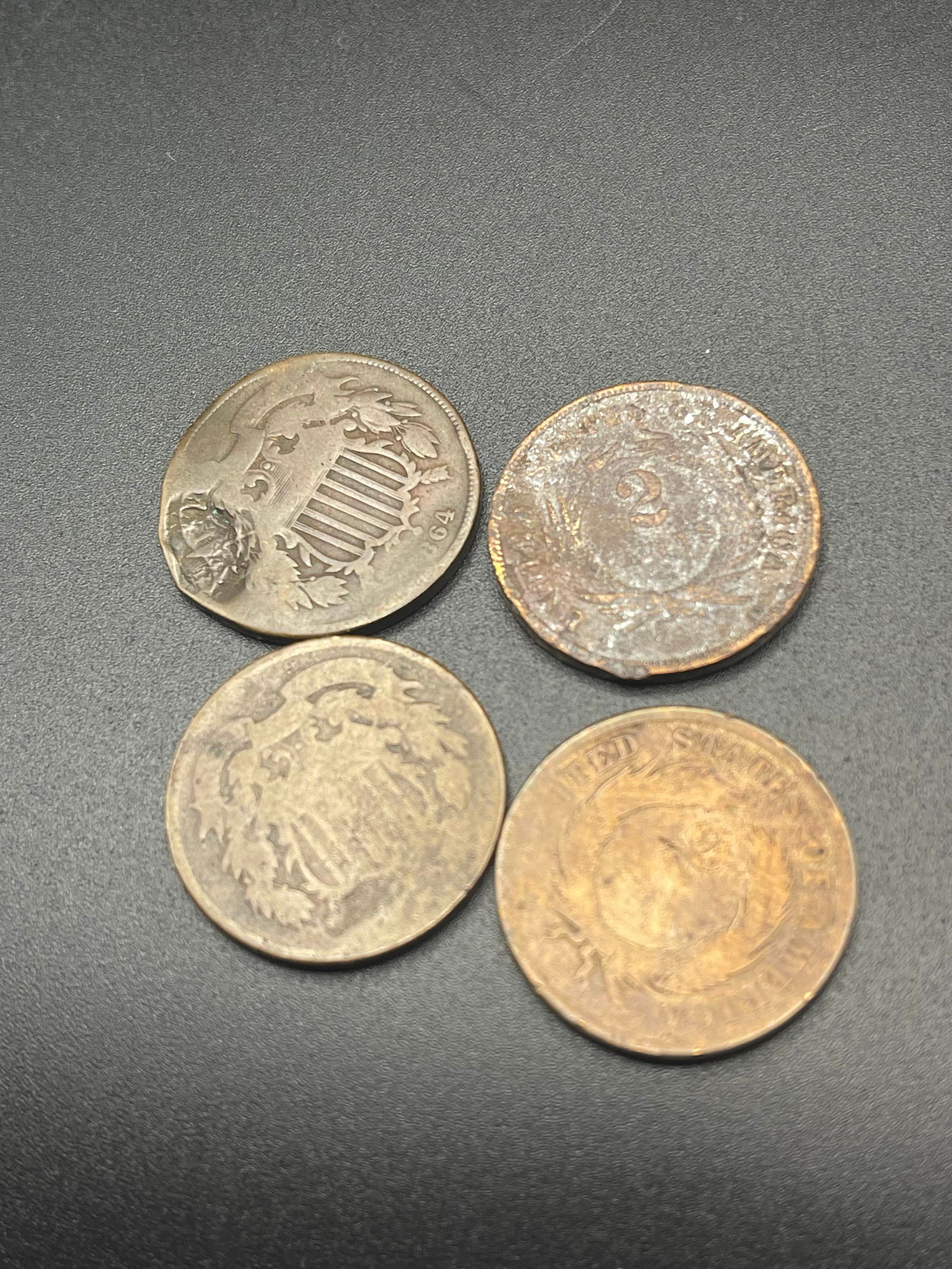 4- Civil War Era US 2 Cent Copper Pieces (1 of 2)