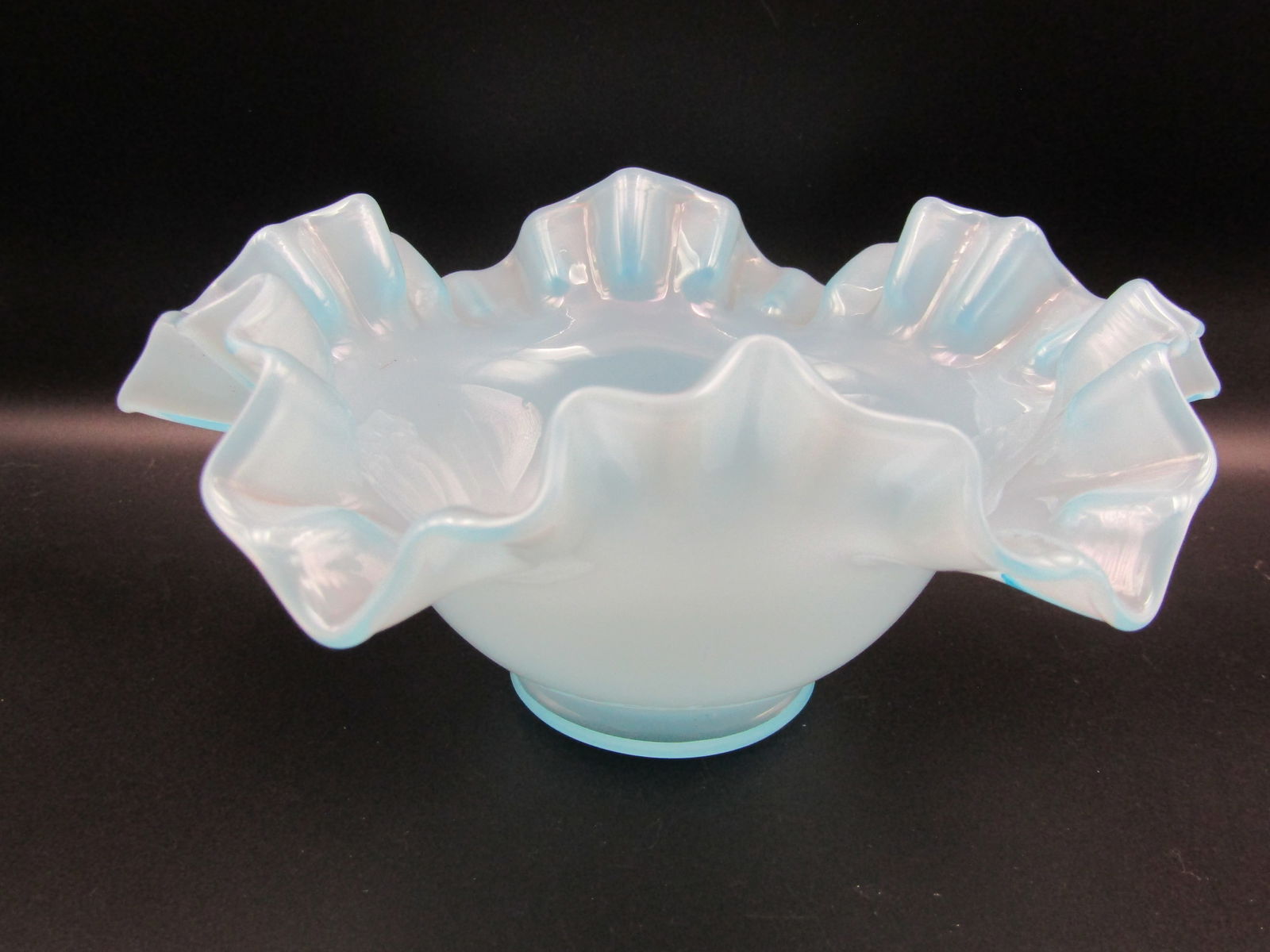 Vintage Fenton Light Blue Overlay 7' Across Bowl (1 of 3)