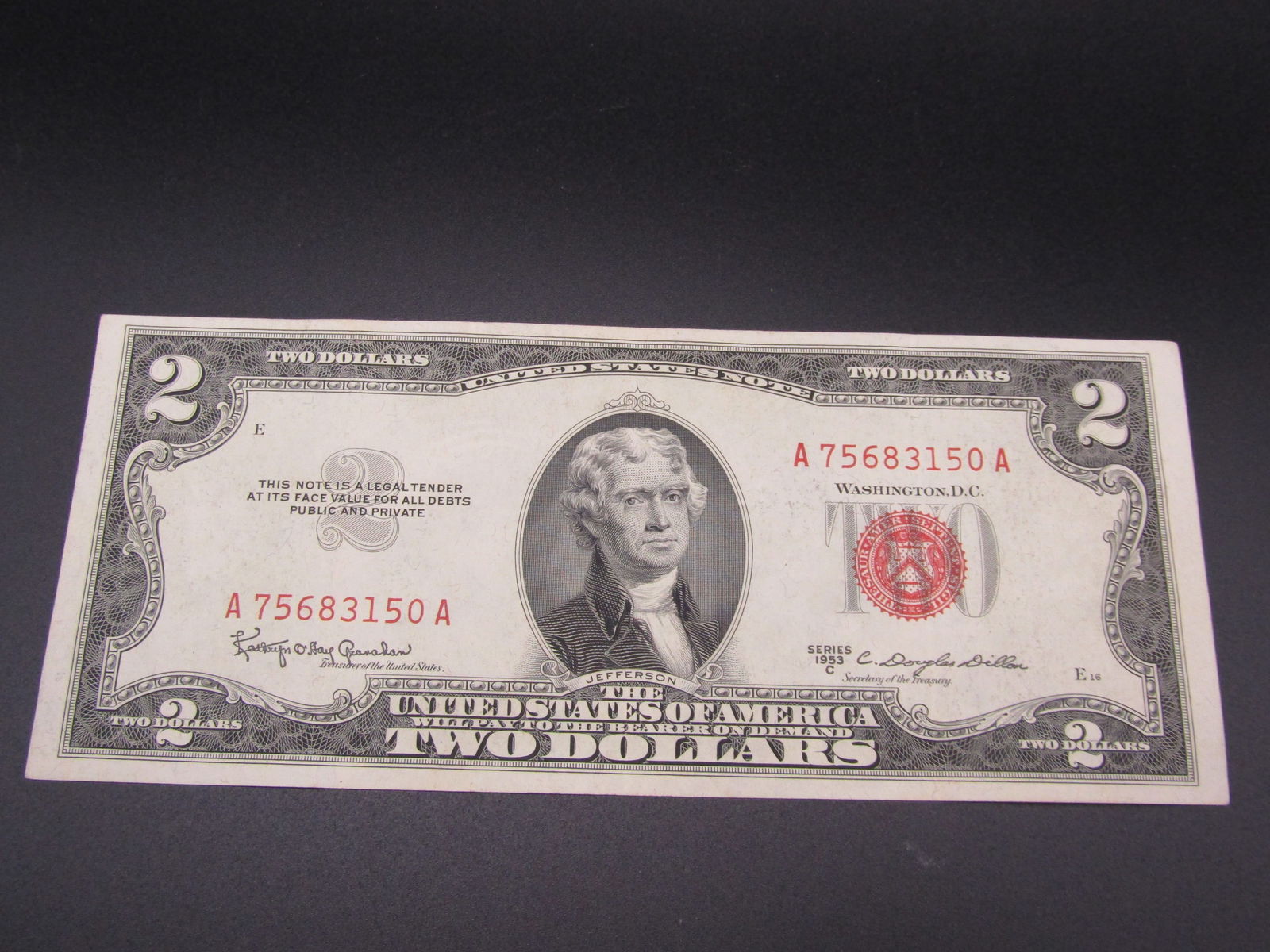 1953-C Red Seal $2 Note. GEM CRISP UNC (1 of 3)