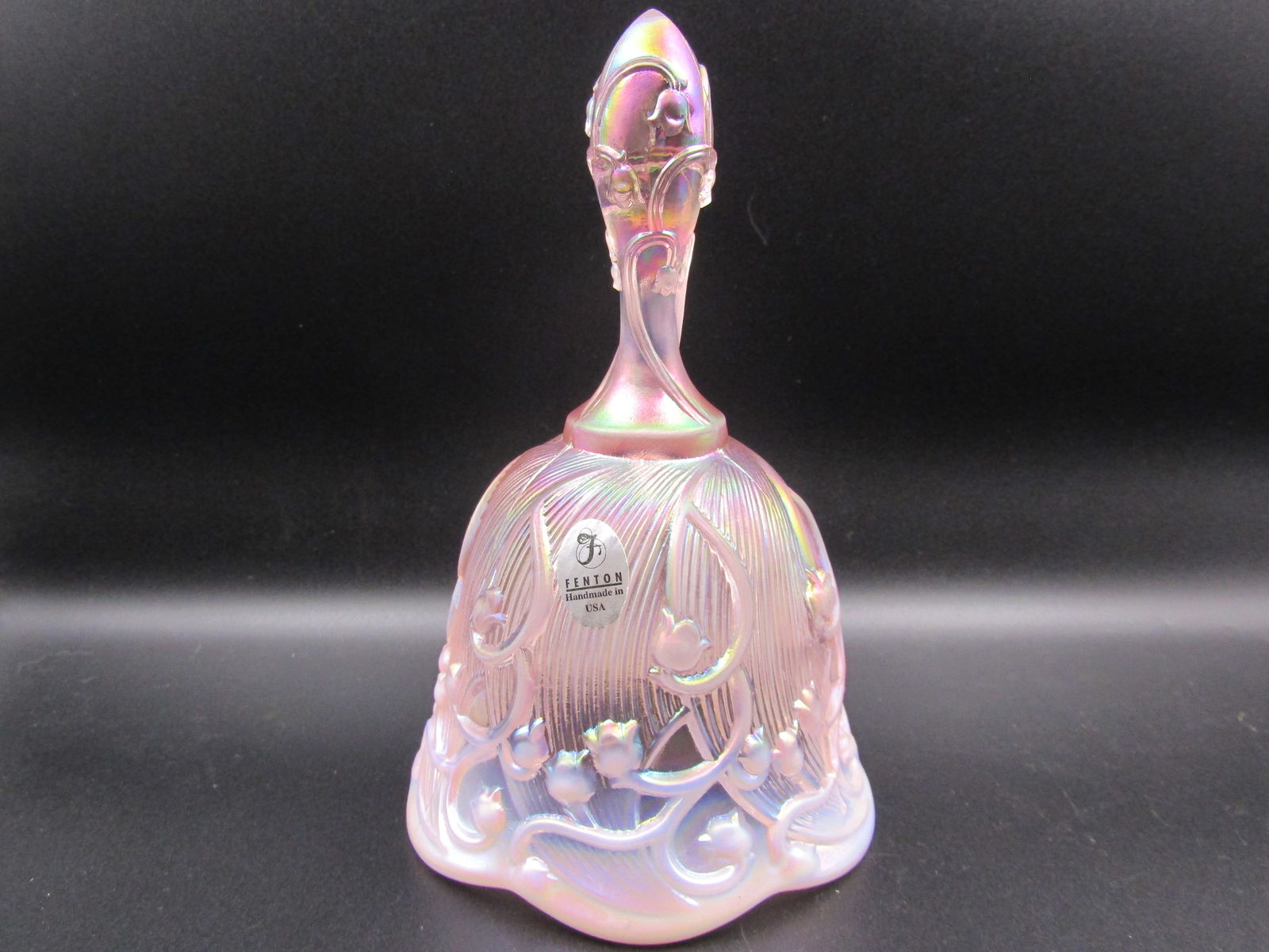 Vintage Fenton Pink Iridescent Lily of The Valley Bell. 6.5' (1 of 3)
