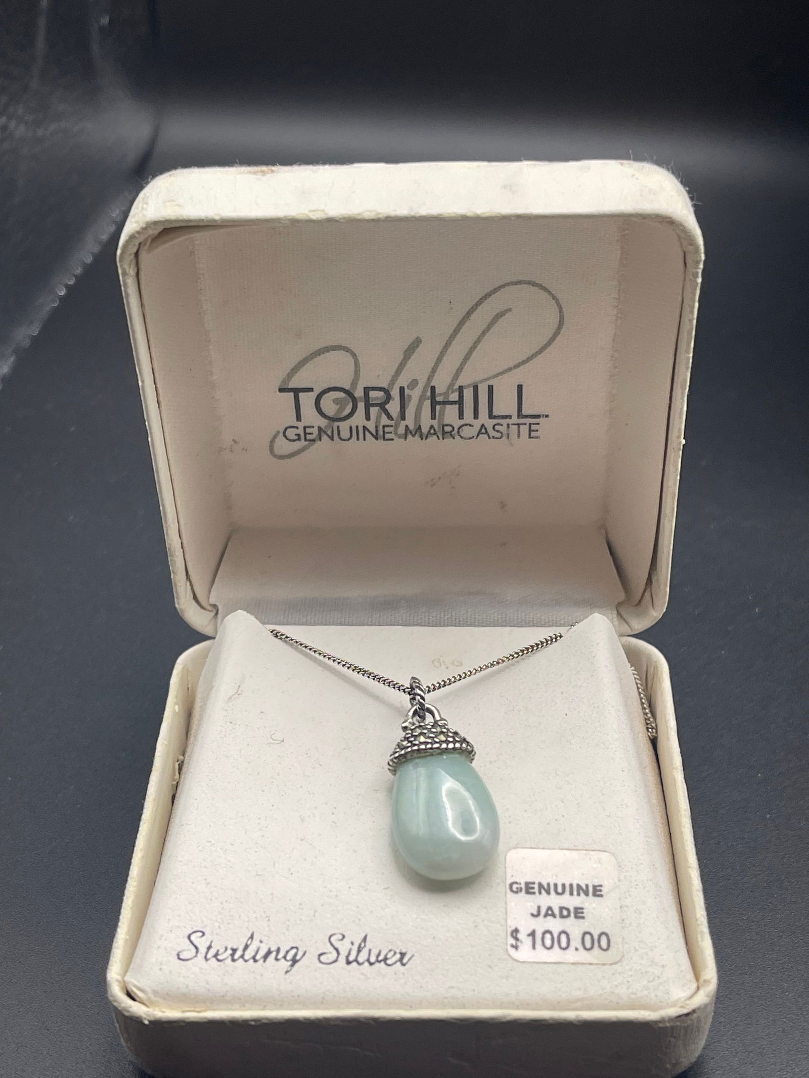 Tori Hill Sterling Silver Designer Genuine Jade Necklace NIB: Tori Hill Sterling Silver Designer Genuine Jade Necklace NIB Condition Yes, we will ship this item, we provide in house shipping to save our customers money. S&H fees and insurance will be added to yo