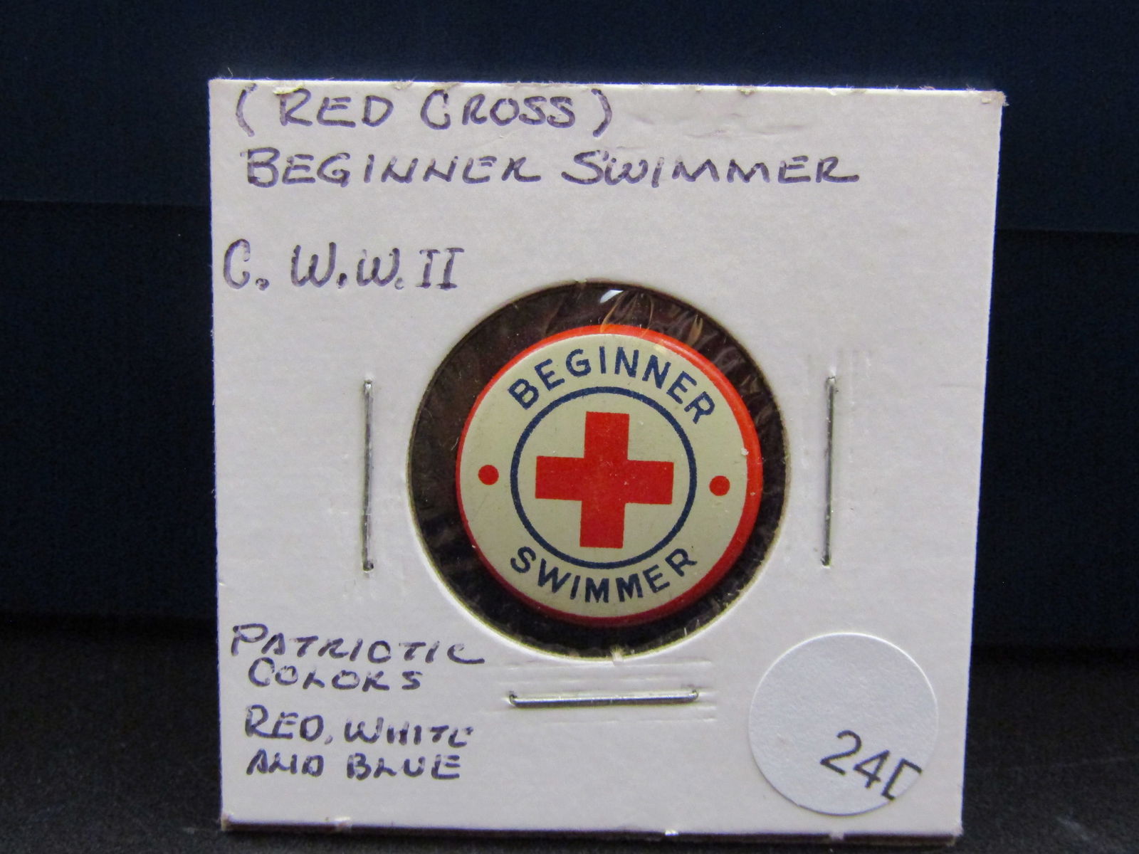 WWII American Red Cross Beginner Swimmer Union Made Steel Pin (1 of 2)