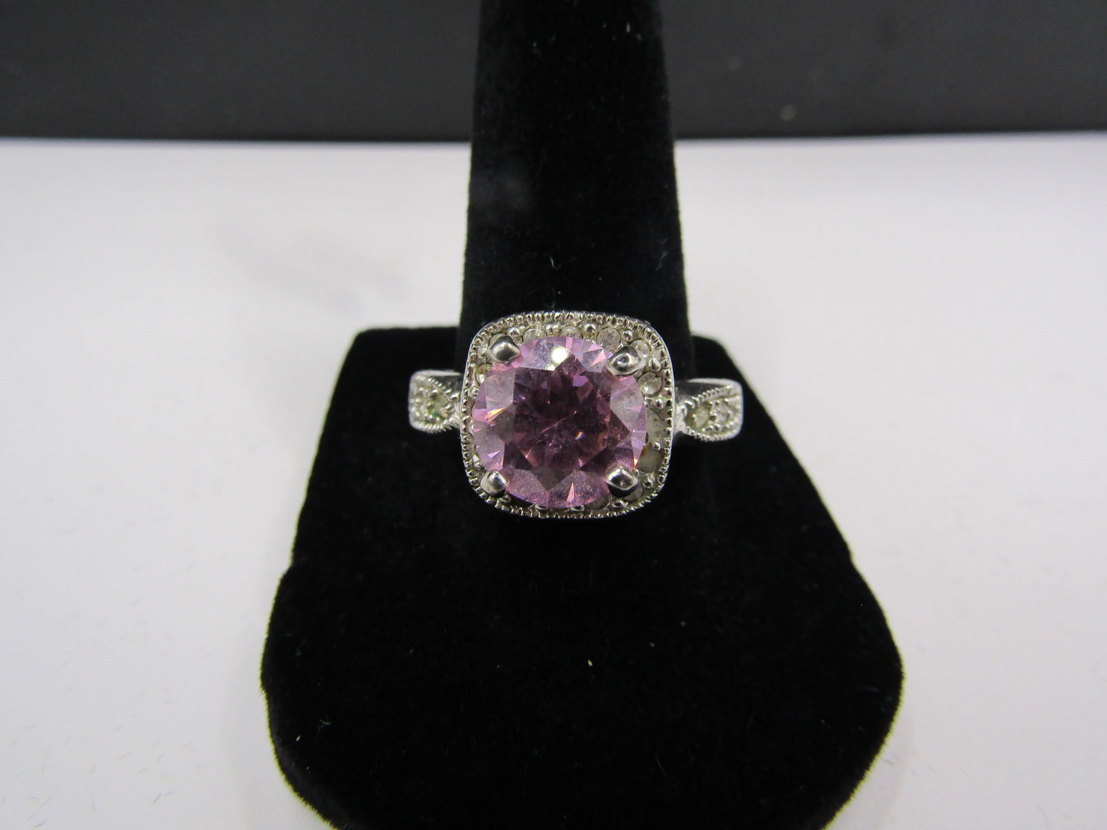 Size 9 Sterling Silver Pink Topaz Ring (1 of 5)