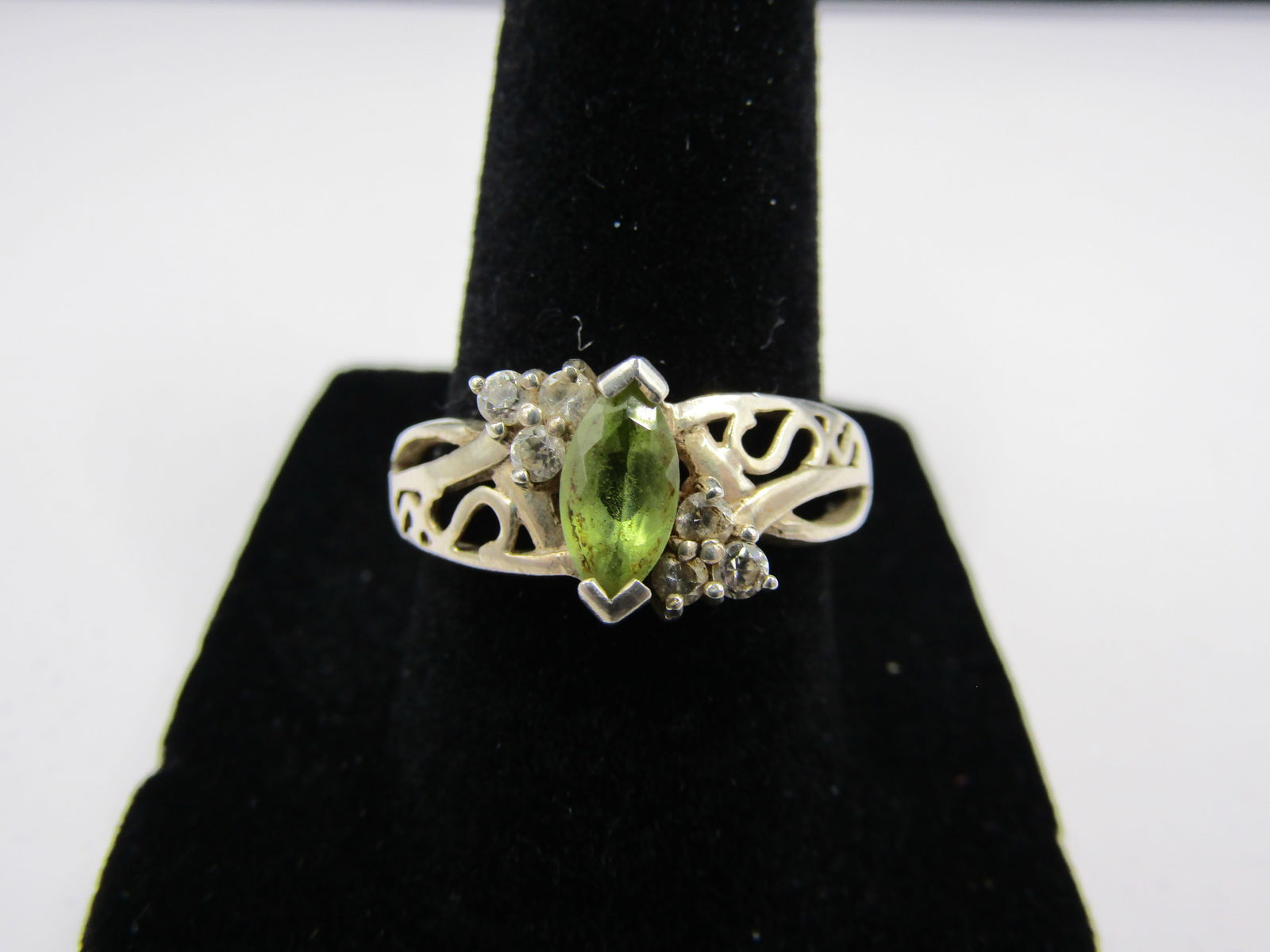Size 7.5 Sterling Silver Peridot,CZ Ring (1 of 4)