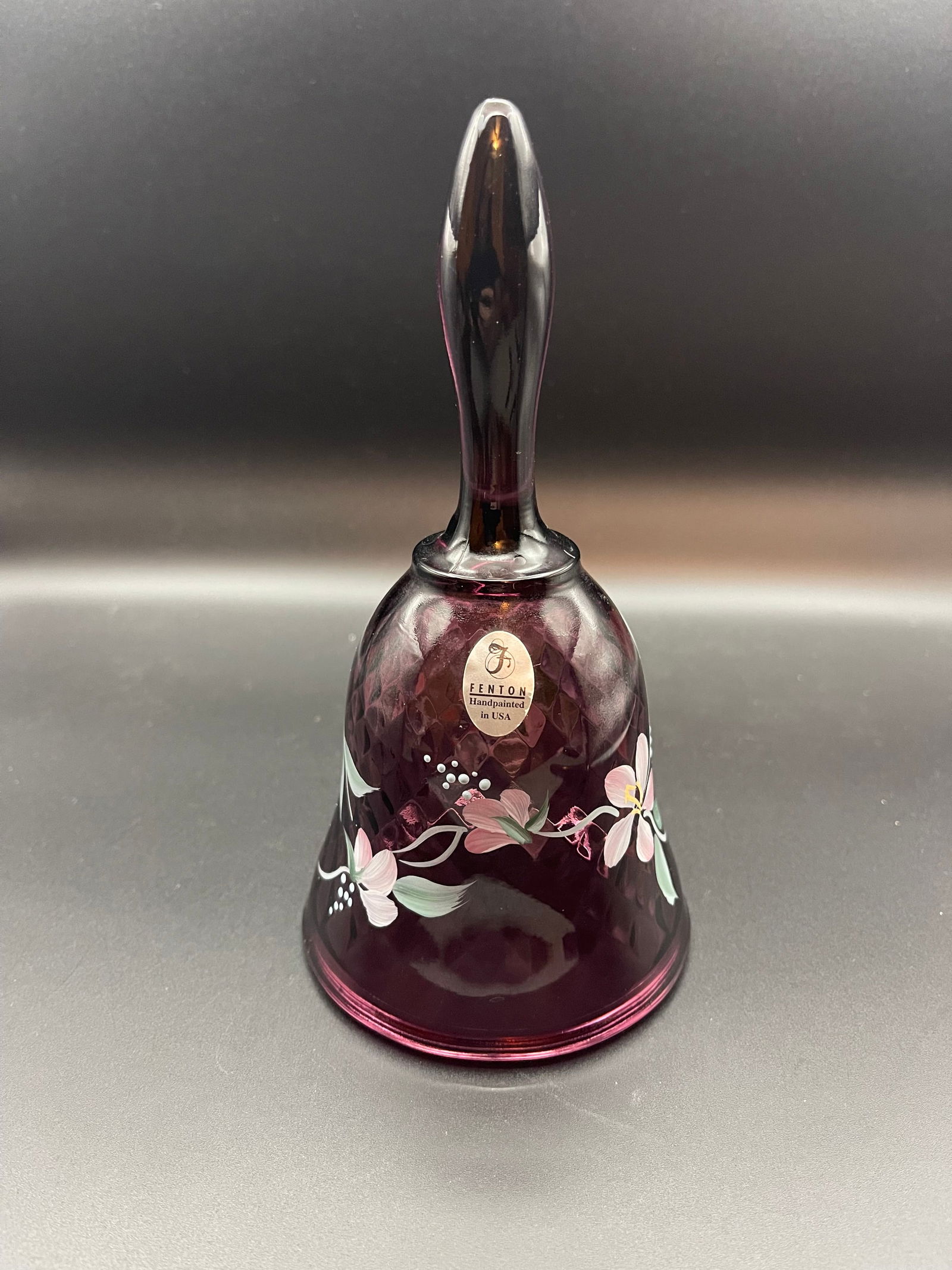 Vintage Fenton Amethyst Hand Painted and Signed Glass Bell 7' (1 of 4)