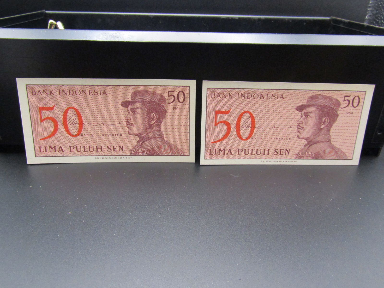 2- 1964 Indonesia 50 Sen Notes, GEM CRISP UNC (1 of 6)