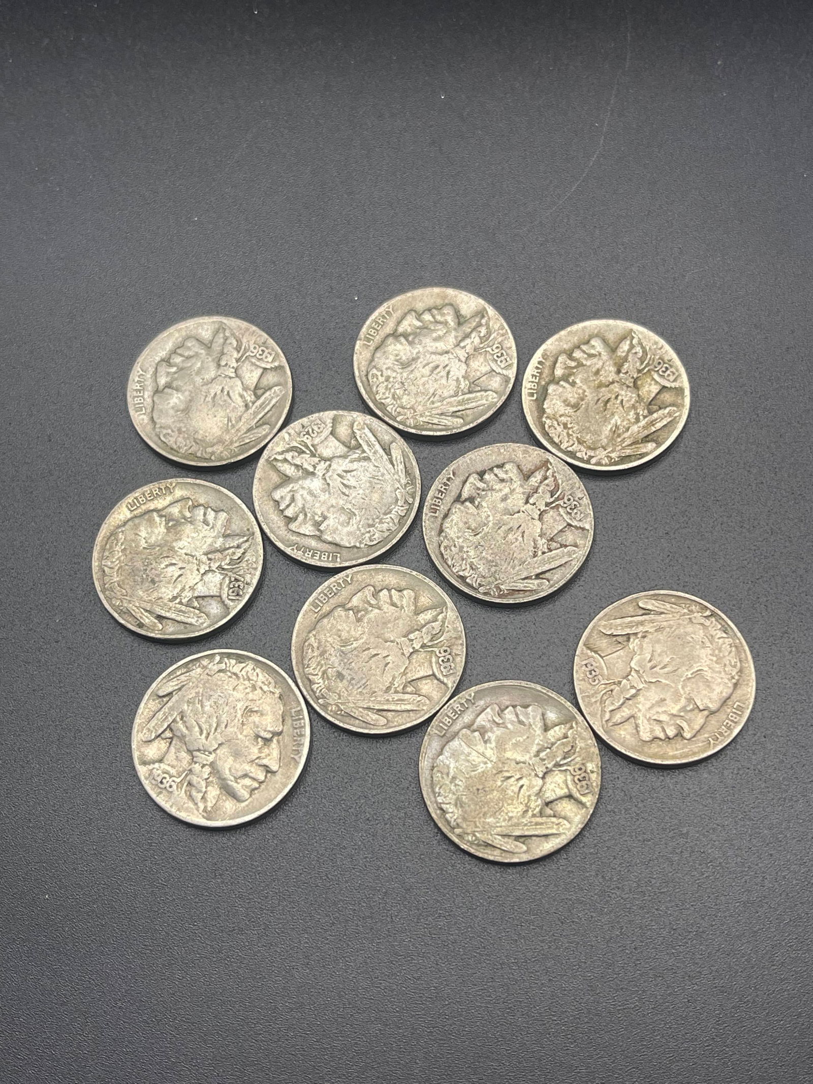 10 Mixed 1920's-1930's Buffalo Nickels (1 of 2)