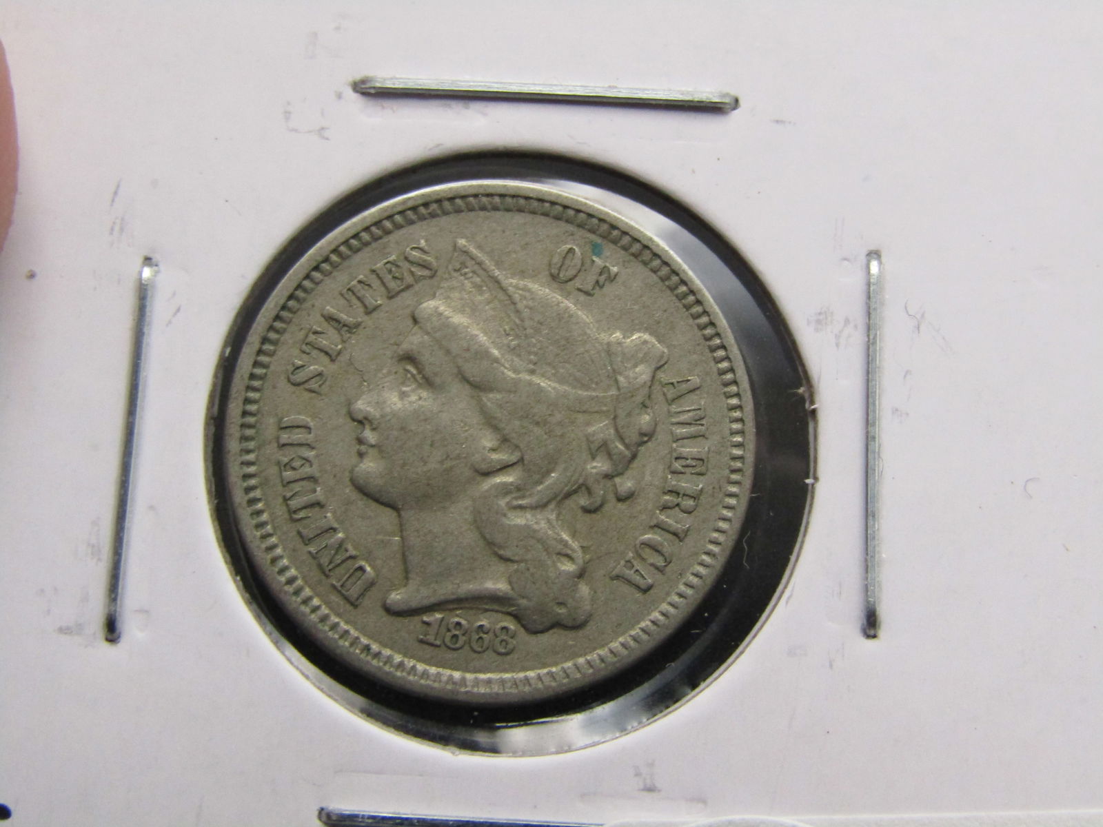 1868 US 3 Cent Copper Nickel, Nice Details (1 of 2)