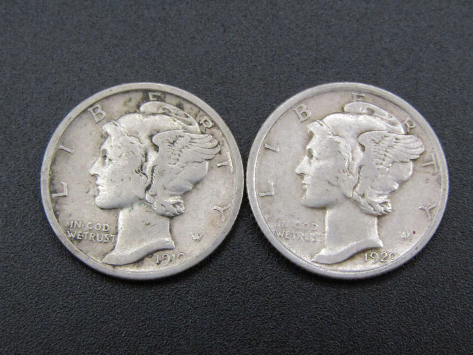 1919, 1920 Mercury Dimes. 90% Silver, Early Dates (1 of 2)