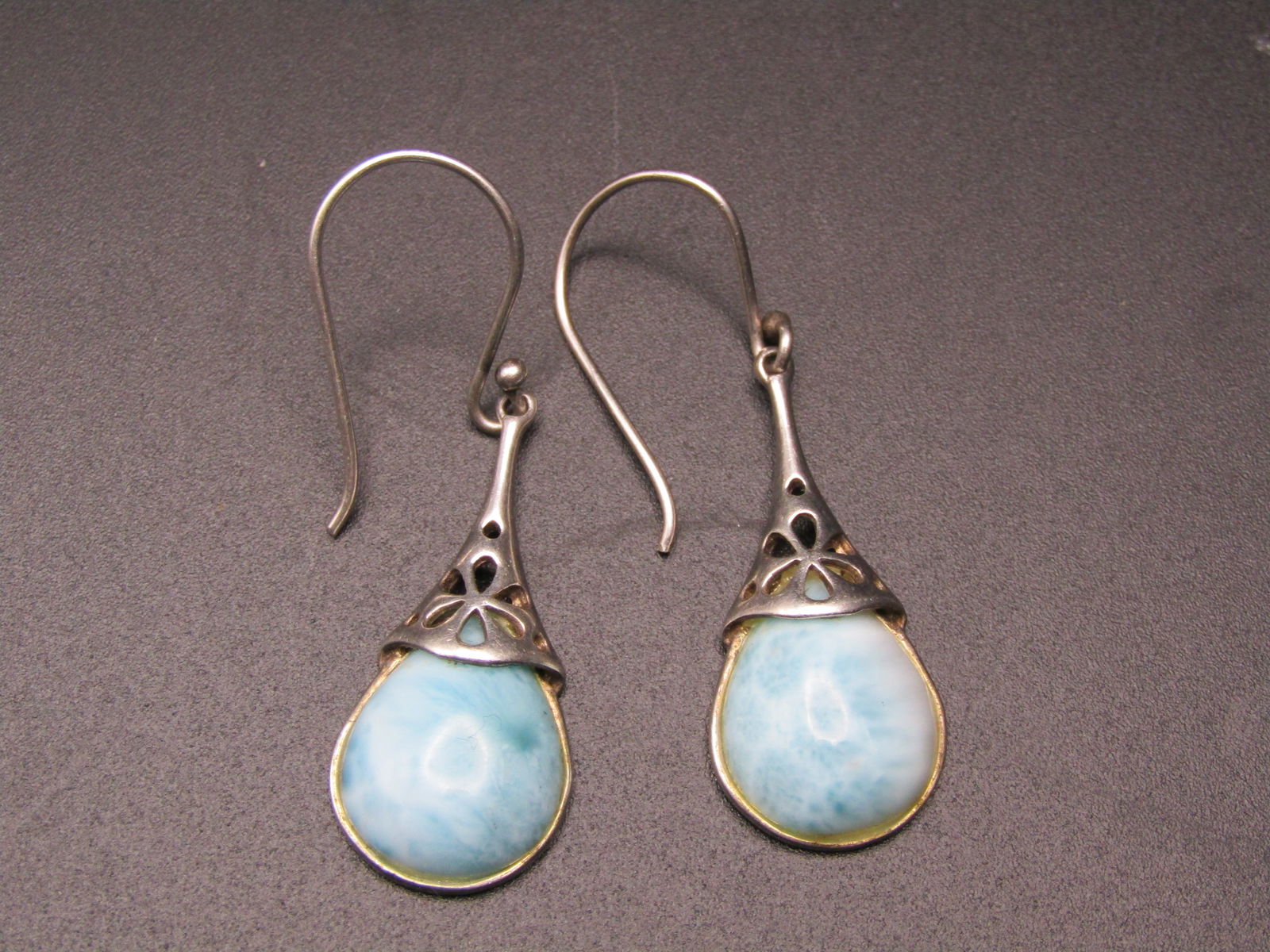 Pair Of Sterling Silver Earrings Blue Stone (1 of 3)