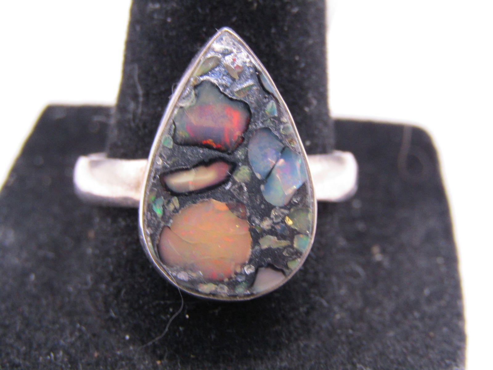 Size 10.5 Sterling Silver Boulder Opal Teardrop Ring (1 of 4)