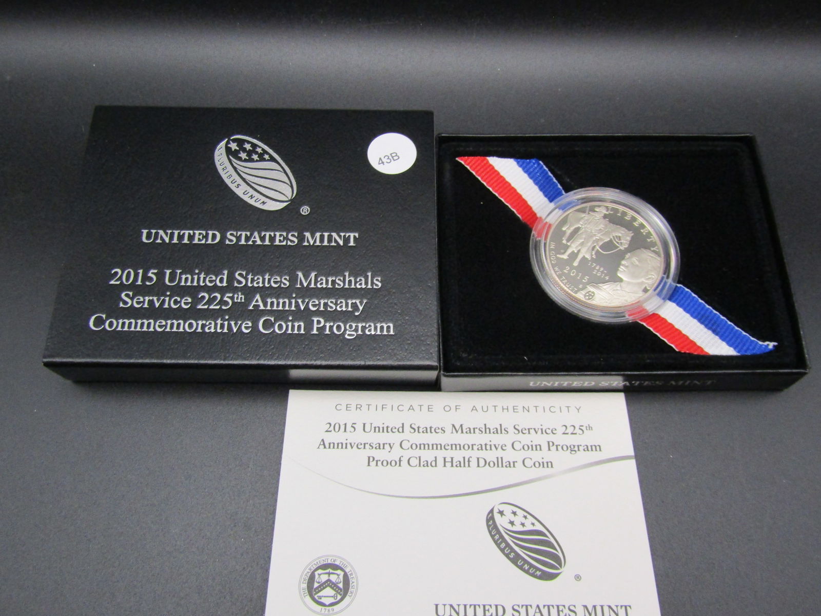 2015 Proof US Mint 225th Anniversary US Marshall Service Commemorative Half Dollar, OGP, COA (1 of 4)