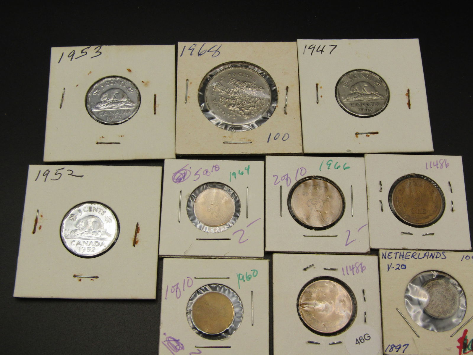 Lot of 10 Foreign/World Coins, All carded (1 of 4)