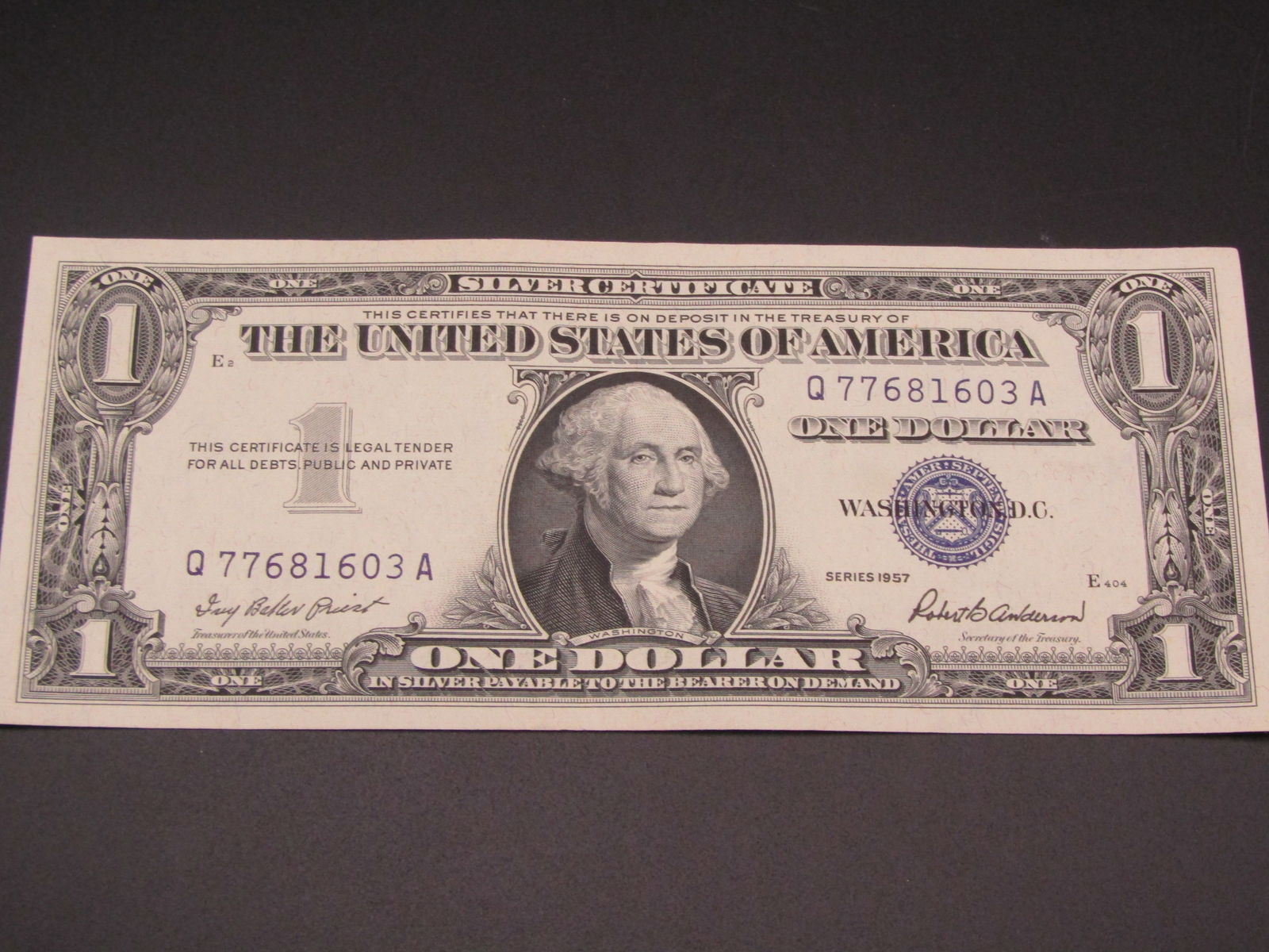 1957 Blue Seal $1 Silver Certificate, GEM CRISP UNC (1 of 4)