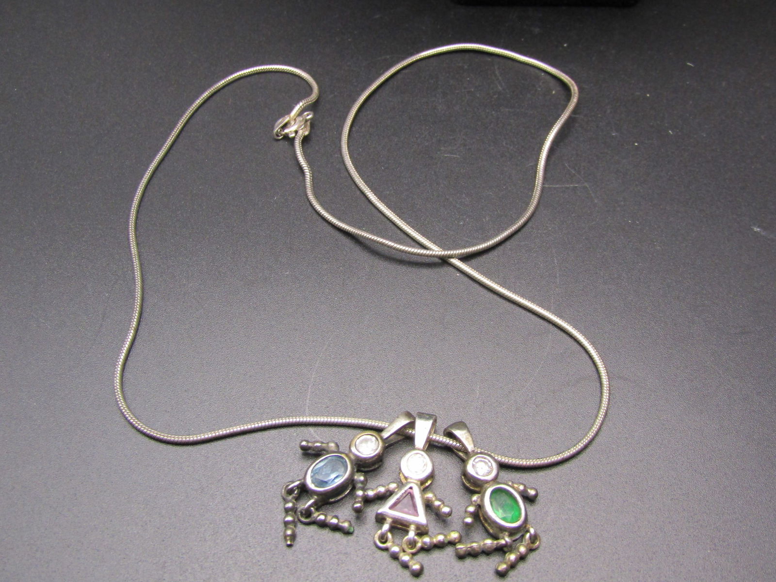 3 'People' Sterling Silver Charms On 18' Sterling Silver Chain Marked Italy (1 of 3)