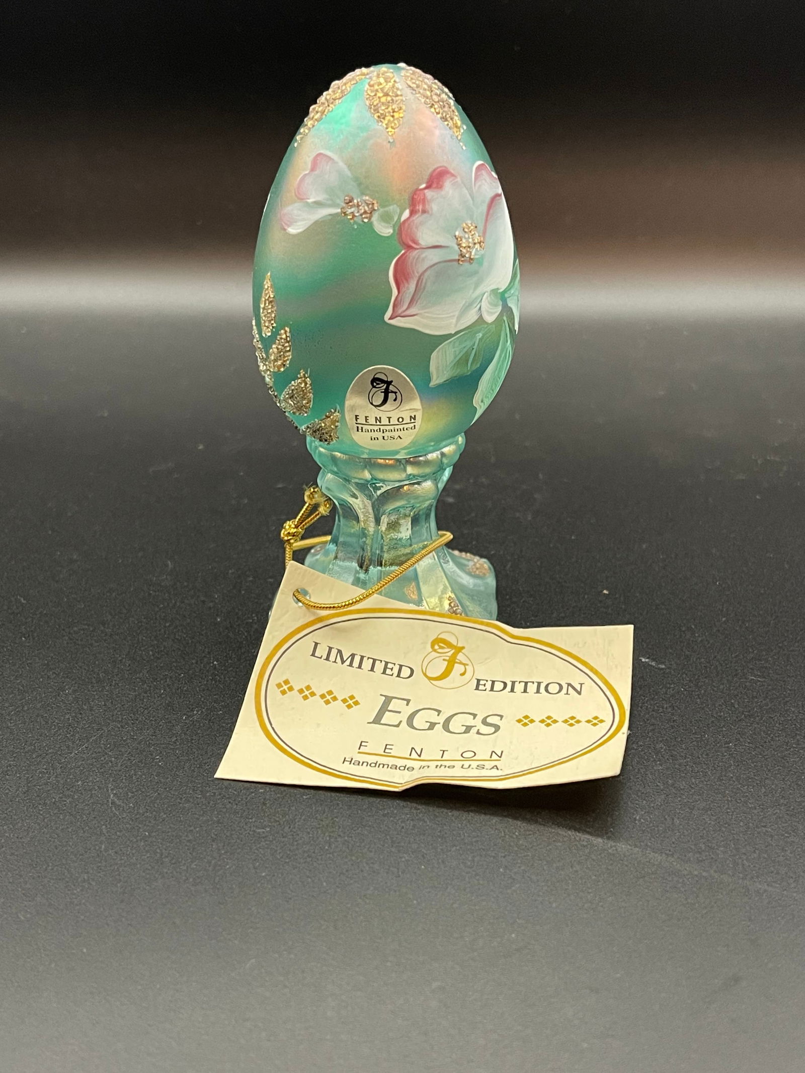 Vintage Fenton Hand Painted Limited Edition Pedestal Egg 4' 1599/3000 (1 of 2)