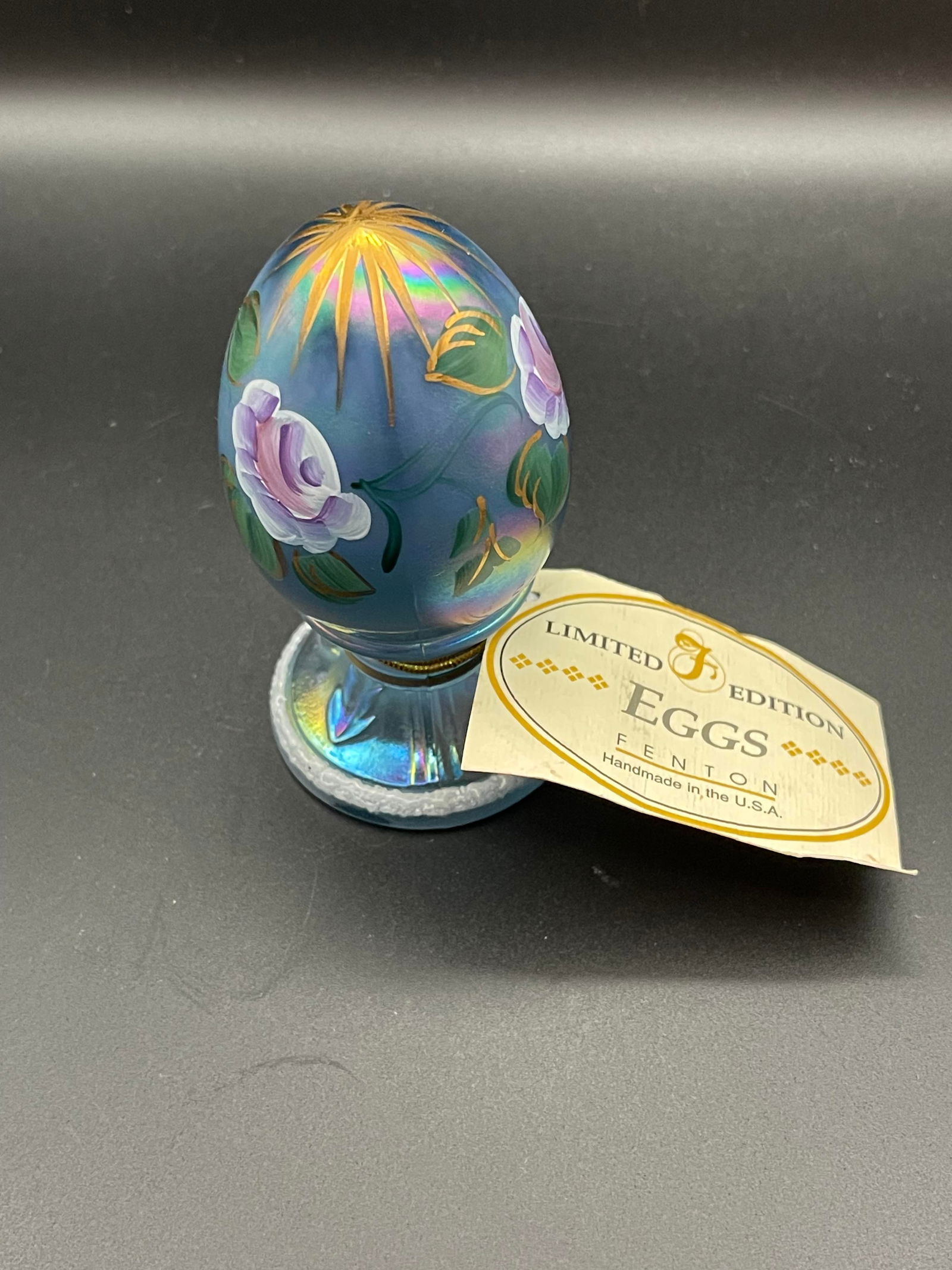 Vintage Fenton Hand Painted Limited Edition Pedestal Egg 4' 3362/5000 (1 of 3)