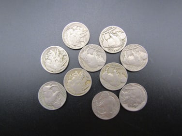 10 Mixed Date and Mixed MM Buffalo Nickels
