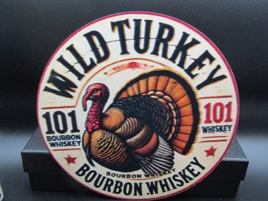 Wild Turkey Metal Sign Approx. 8" x 8"
