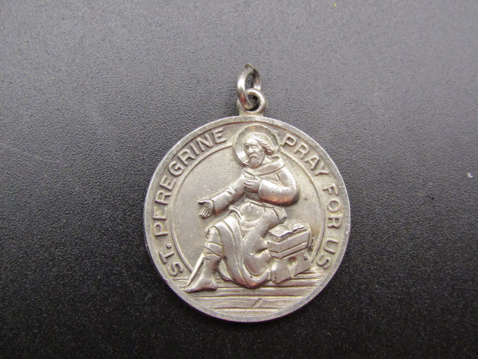 Vintage Blessed Virgin Mary St Peregine Pray for Us .925 Sterling Silver Pendant: Vintage Blessed Virgin Mary St Peregine Pray for Us .925 Sterling Silver Pendant