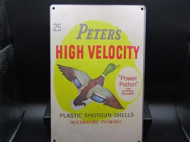 Peters High Velocity Metal Sign. Approx. 12" x 8"