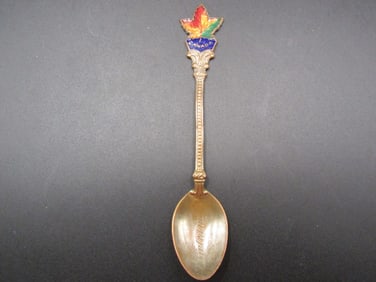 Vintage Copper Souvenir Spoon from Victoria Canada, Maple Leaf