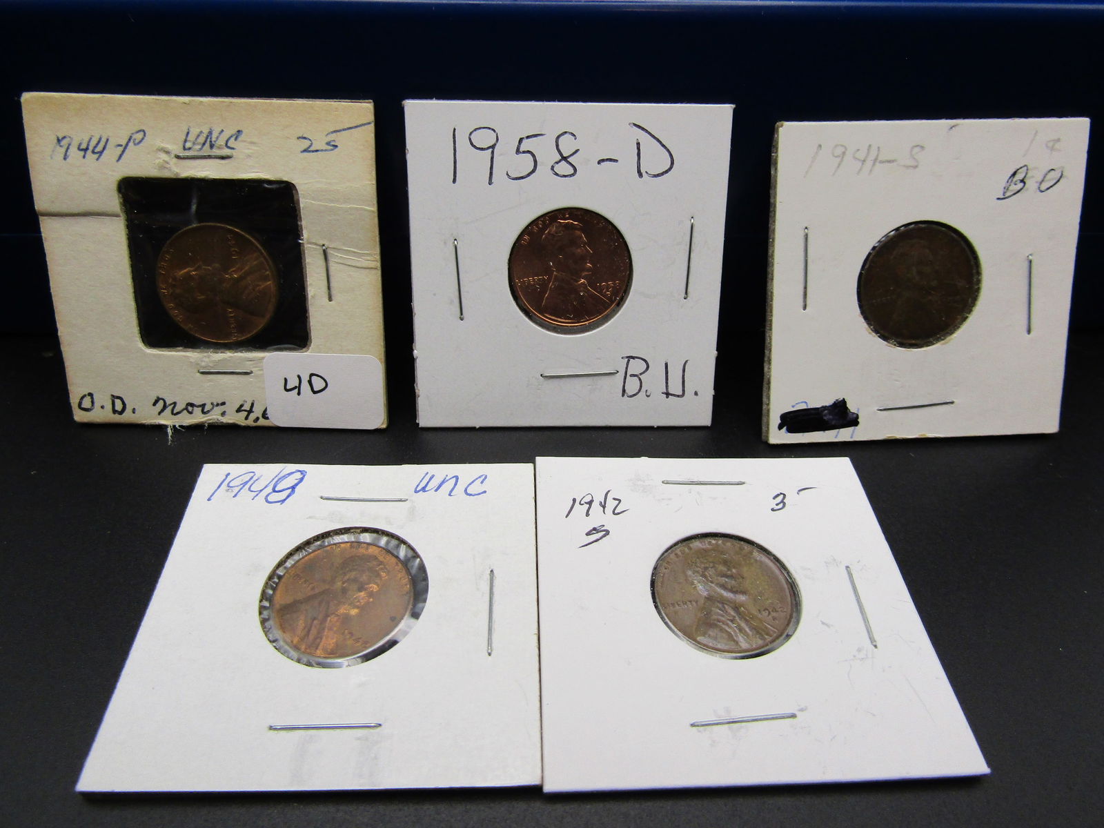1941S, 1942S, 1944, 1948, 1958-D Lincoln Wheat Cents, High Grades! (1 of 11)