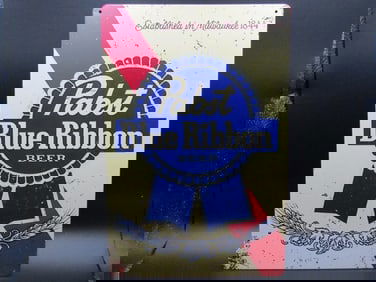 Pabst Blue Ribbon Metal Sign Approx 12x8
